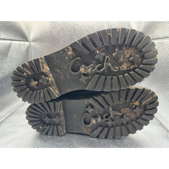 Coach Laura Women's Black Leather Lace Up Duck Boots Size 7B - Picture 9 of 9